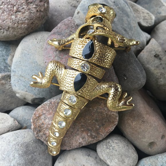 Brooch Vintage Retro Salamander Jewels Articulated - Picture 9 of 16